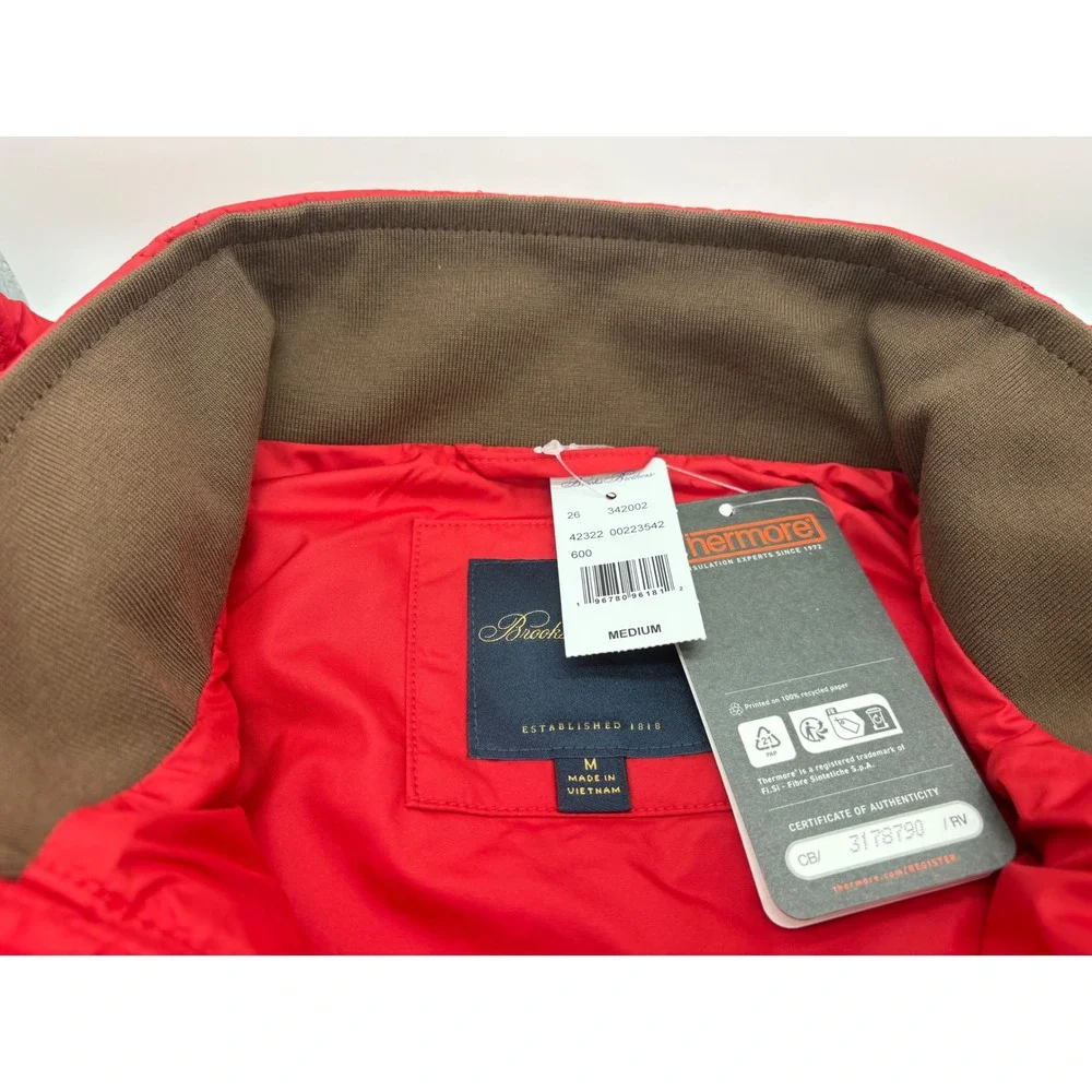 Brooks Brothers Men's Paddock Diamond Quilted Vest Red Medium Thermore NWT